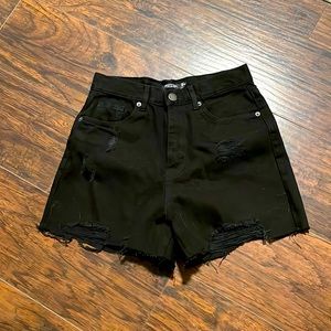 Black Nasty Gal ripped Jean shorts